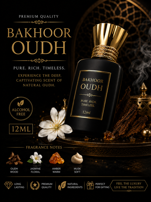 Bakhoor Style Oudh Attar 12ml | Premium Alcohol-Free Long Lasting Unisex Perfume Oil