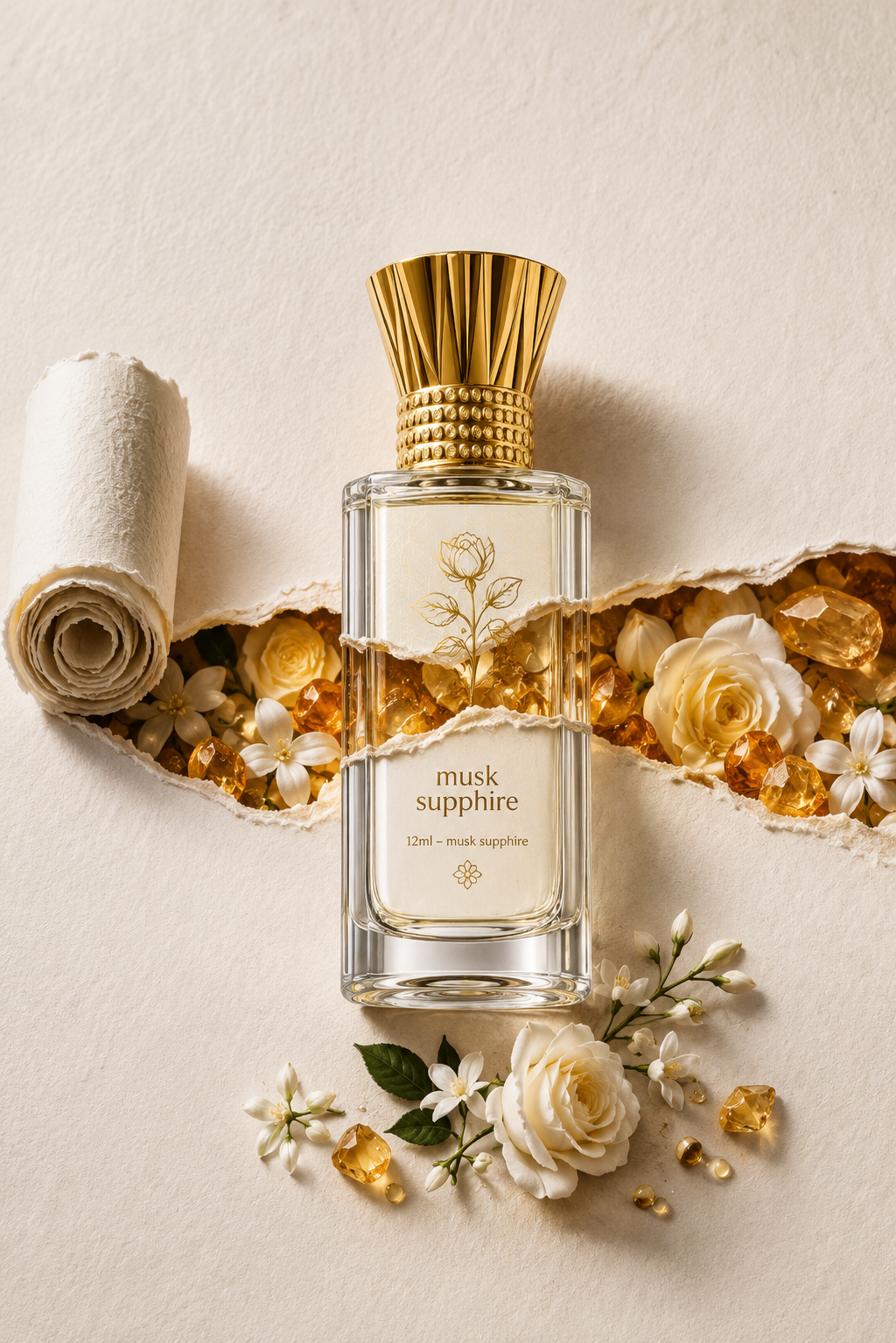 Musk Supphire Oudh 12ML Attar | Premium Long Lasting Non-Alcoholic Unisex Perfume Oil