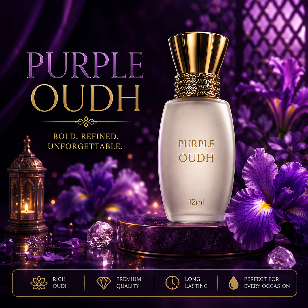 Purple Royal Oudh Attar 12ml | Premium Alcohol-Free Long Lasting Unisex Perfume Oil